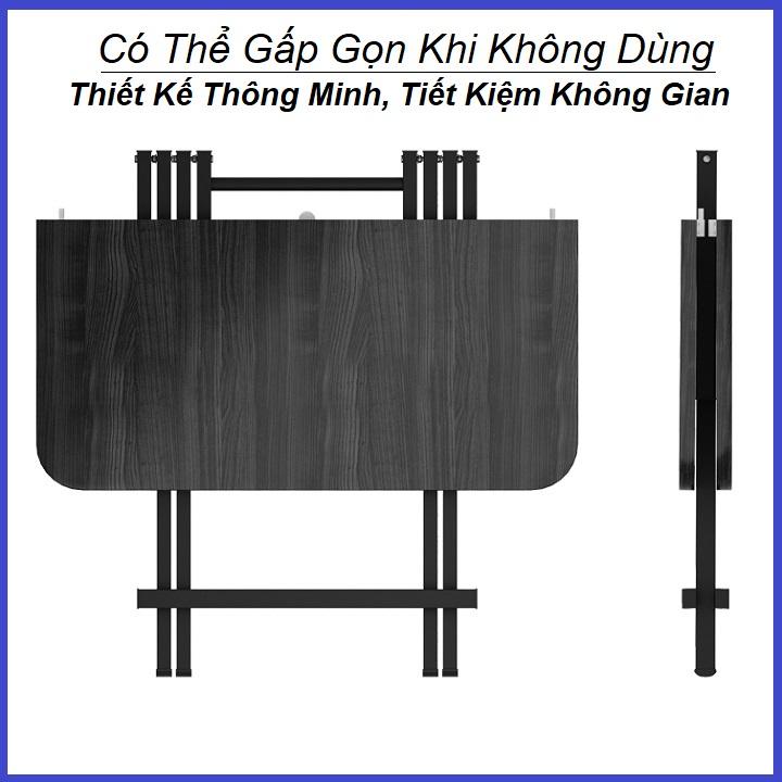 Bàn Ăn Gấp Gọn 80x80cm, Bàn Ăn Thông Minh Phủ Melamin Chống Thấm Cao Cấp