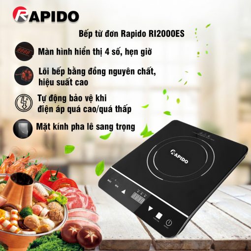 Bếp Từ Đơn Rapido RI2000ES (2000W) - Hàng Chính Hãng