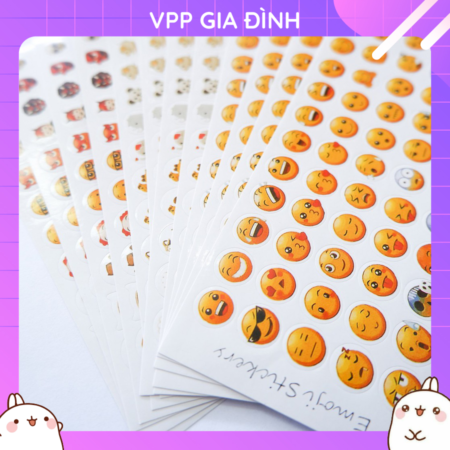 Bộ 12 Tấm Nhãn Dán Sticker Trang Trí Emoji Stickers