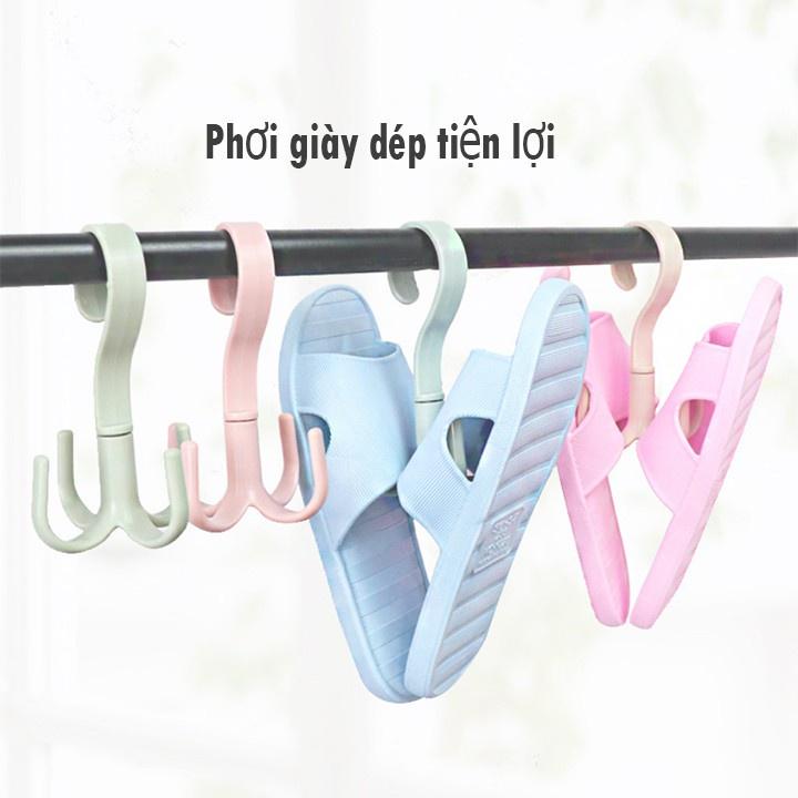 Combo 2 Móc Nhựa 4 Chấu Xoay 360 Độ Treo Đồ , Giày Dép , Quần Áo , Túi Xách , Nón .. Đa Năng Tiện Dụng
