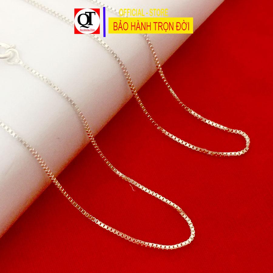 Dây chuyền nữ bạc bản vuông Bạc Quang Thản KQTBTS24QH chất liệu bạc trắng không xi mạ.