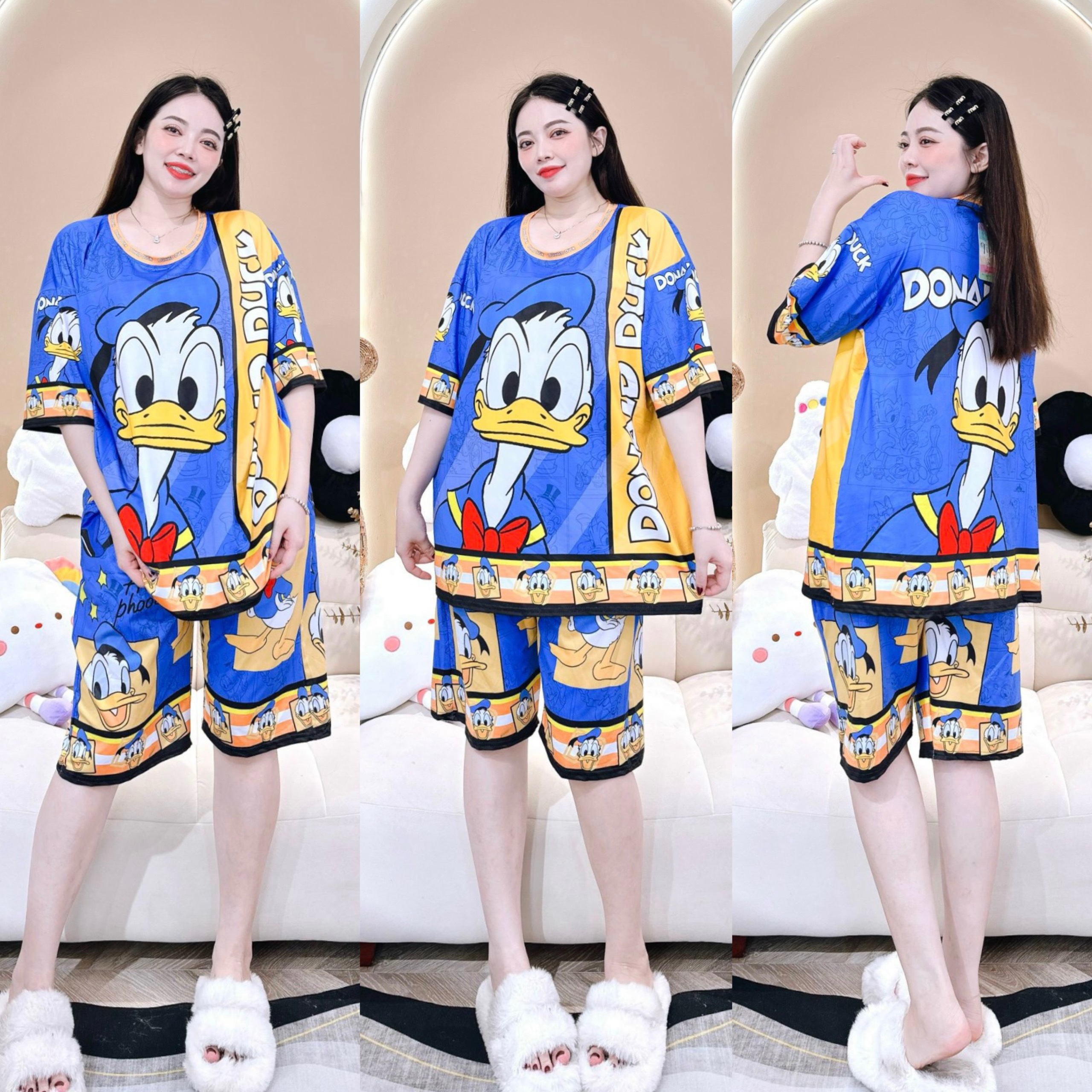[HCM] (60-85kg, P1) Đồ bộ bigsize lửng in 3D hoạt hình chất thun lạnh. chuột minnie - heo con - mèo tom - thỏ - stitch - mèo garfield - mèo kitty - melody - mèo máy doraemon - labubu - kuromi - con bướm - khác. bobigsizelung1thunlanh