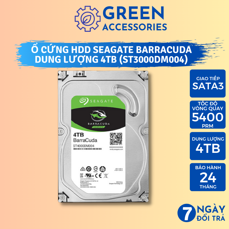 Ổ Cứng PC HDD Seagate Barracuda 4TB ST4000DM004 3.5inch 5400prm - Hàng Chính hãng