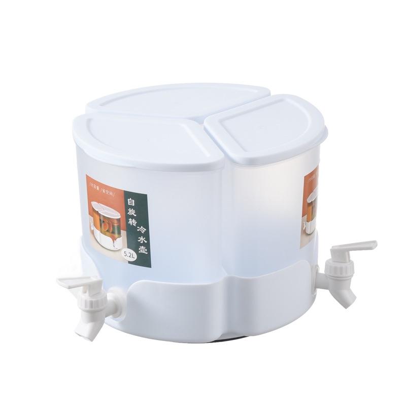 Bình đựng nước có vòi - Bình nước nhựa chia 3 ngăn dung tích 5.2L đế xoay tiện lợi
