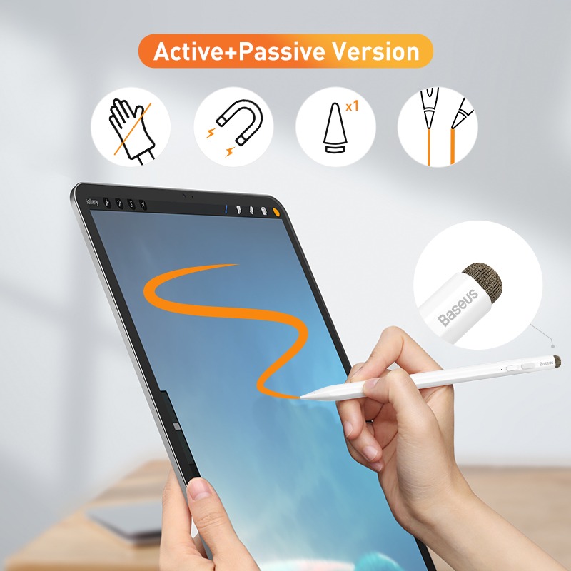 Bút Cảm Ứng Baseus Smooth Writing Capacitive Stylus Dùng Cho Ipad Pro Smartphone Tablet Android Active Passive Version, Magnetic Adsorption, Tilt &Amp; Strength Sensitive - Hàng Chính Hãng - Plus Active Passive Version