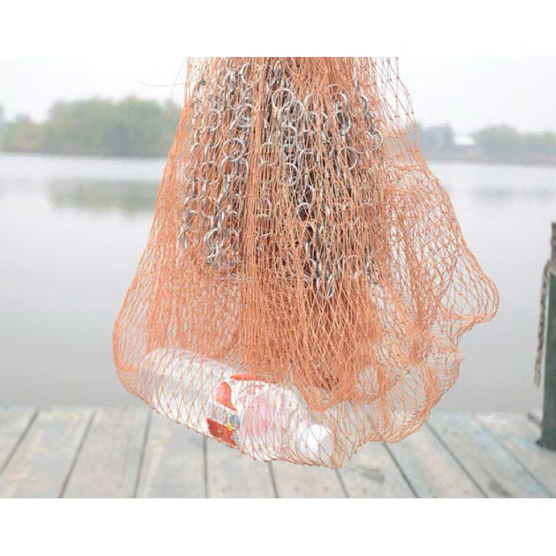 Chài Truyền Thống Bắt Cá - Chài Dù Nâu Chân Xích Sợi Dù Thái Lan Mắt Lưới 2.4cm Và 3.5cm