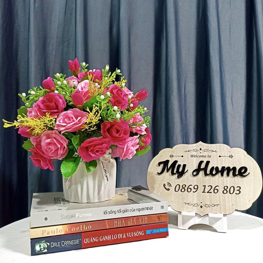 (Cắm sẵn) Chậu hoa hồng trứng hoàng gia cực sang chảnh 30cm*40cm, trang trí decor nhà đẹp, để bàn phòng khách