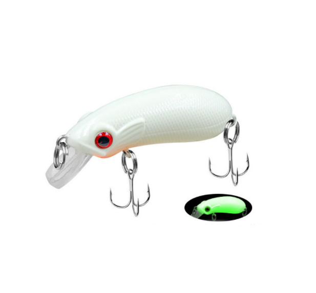 Mồi câu cá CC50 trắng dạ quang bằng nhựa 5cm / 6.6gram