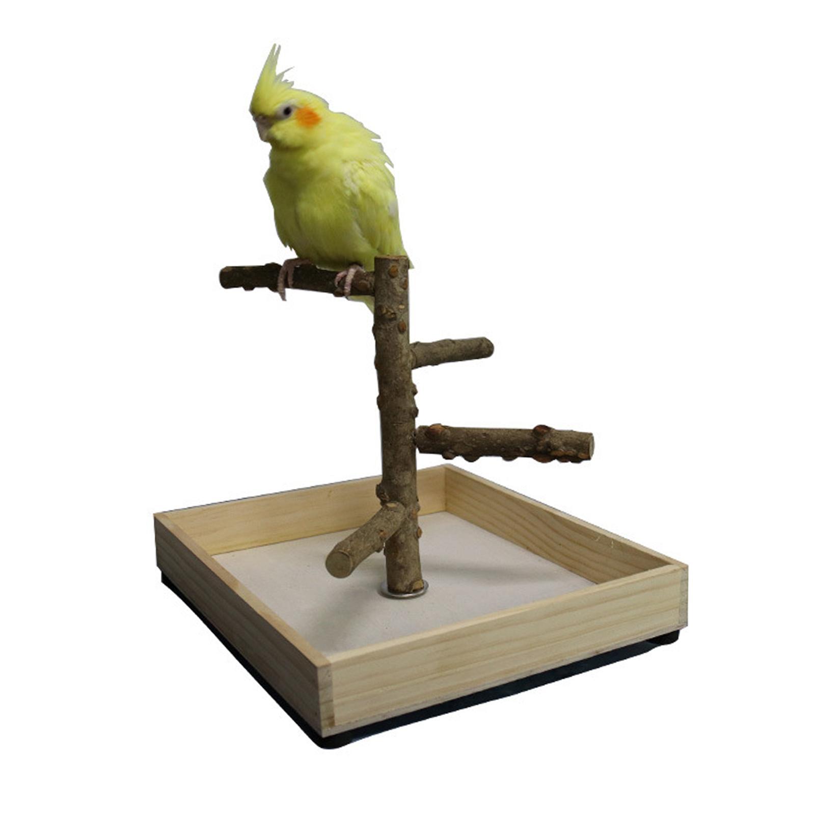 Pack of 2 Bird Perch Bird Training Stand Platform Playground Wooden Branches