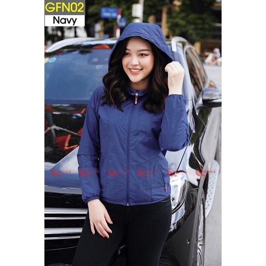 Áo gió nữ CARDINA 2 lớp chất gió trơn cao cấp chống nước cản gió cản bụi chống nắng nhẹ