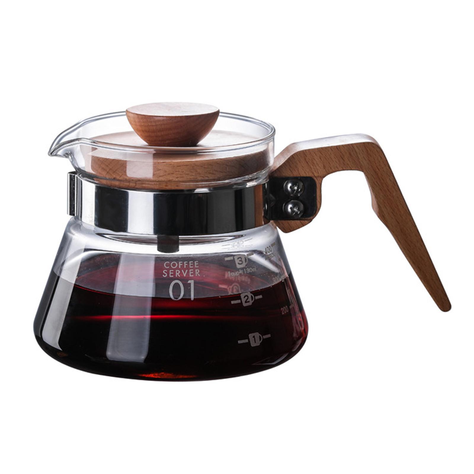 Anti-Scalding Coffee Pot V60 Carafe Wood Lid Accessories Coffee Maker for Kitchen Barista