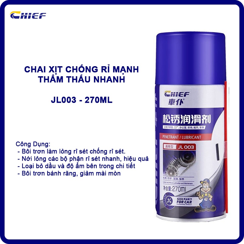 Chai xịt dầu bôi trơn chống rỉ sét mạnh Chief JL003 dung tích 270ml