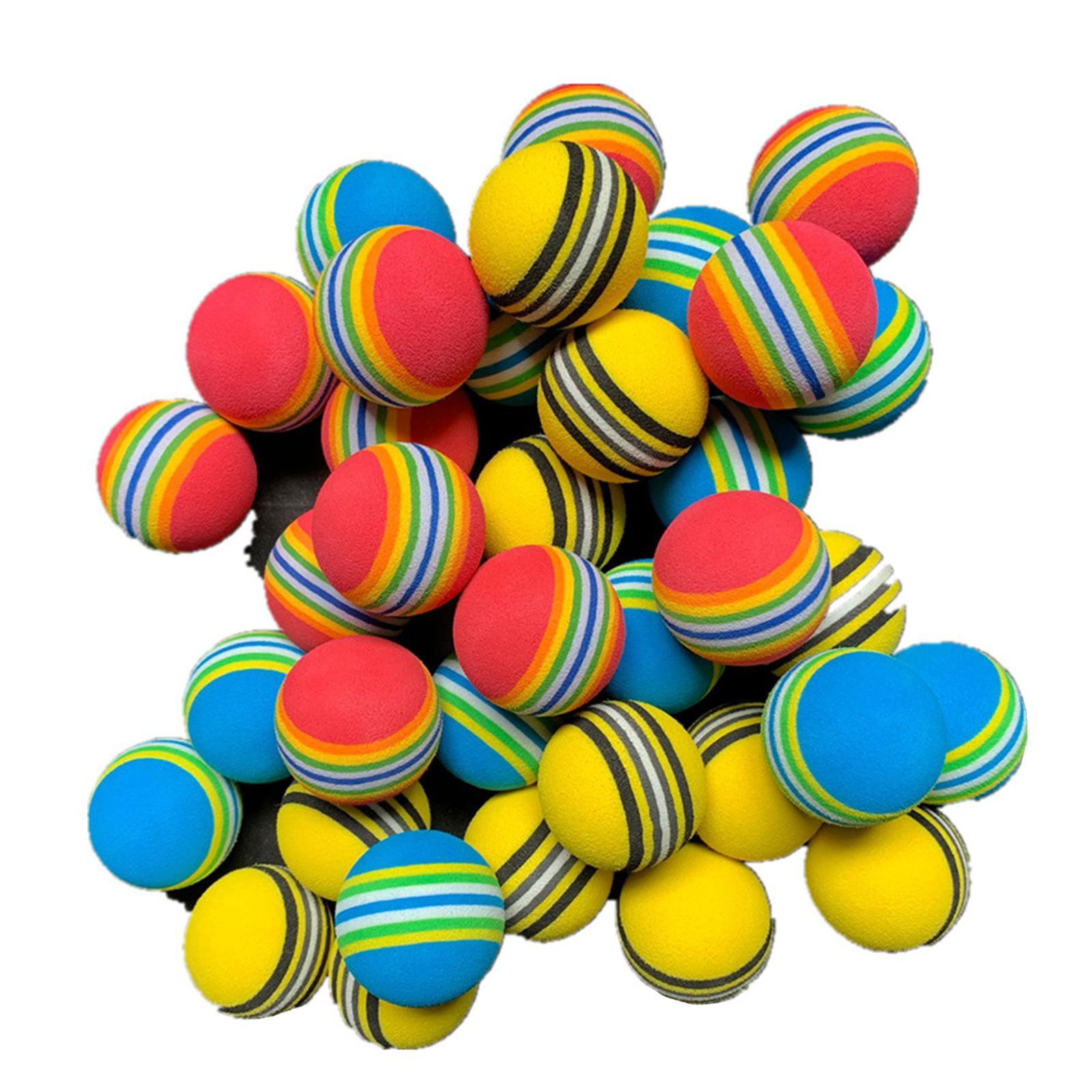 50x EVA Sponge Golf Balls Stripe Foam Practice Golf Ball 42mm