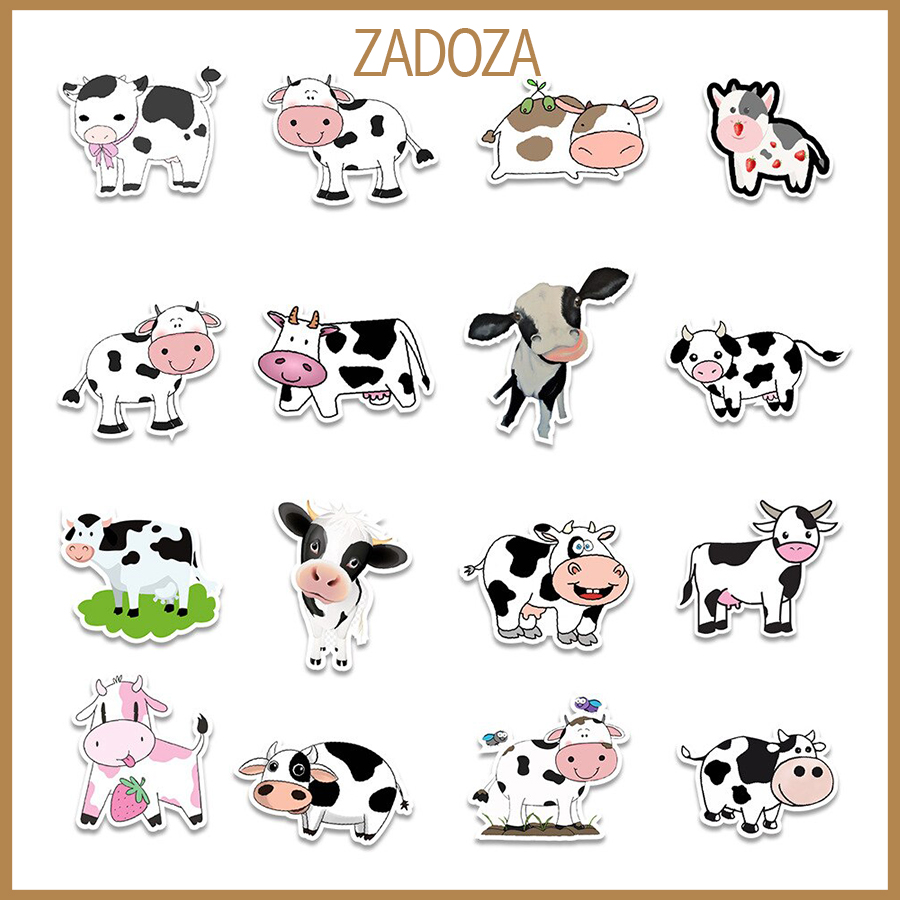 Sticker bò sữa decal milk cow hình dán laptop , điện thoại hình dán trang trí vali ván trượt, mũ bảo hiểm, bình nước