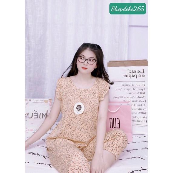 Đồ bộ nữ,đồ ngủ mặc nhà lửng 9 tấc vải lụa mango BL 46 hoạ tiết hoa nhí dễ thương size 47-65kg.