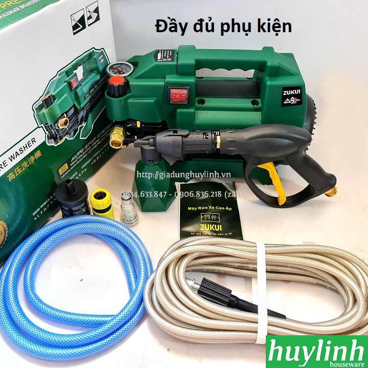 Máy xịt rửa xe chỉnh áp Zukui RS3 - Công Suất 2400W - Tặng béc rửa máy lạnh, điều hoà + thân nối - Hàng chính hãng