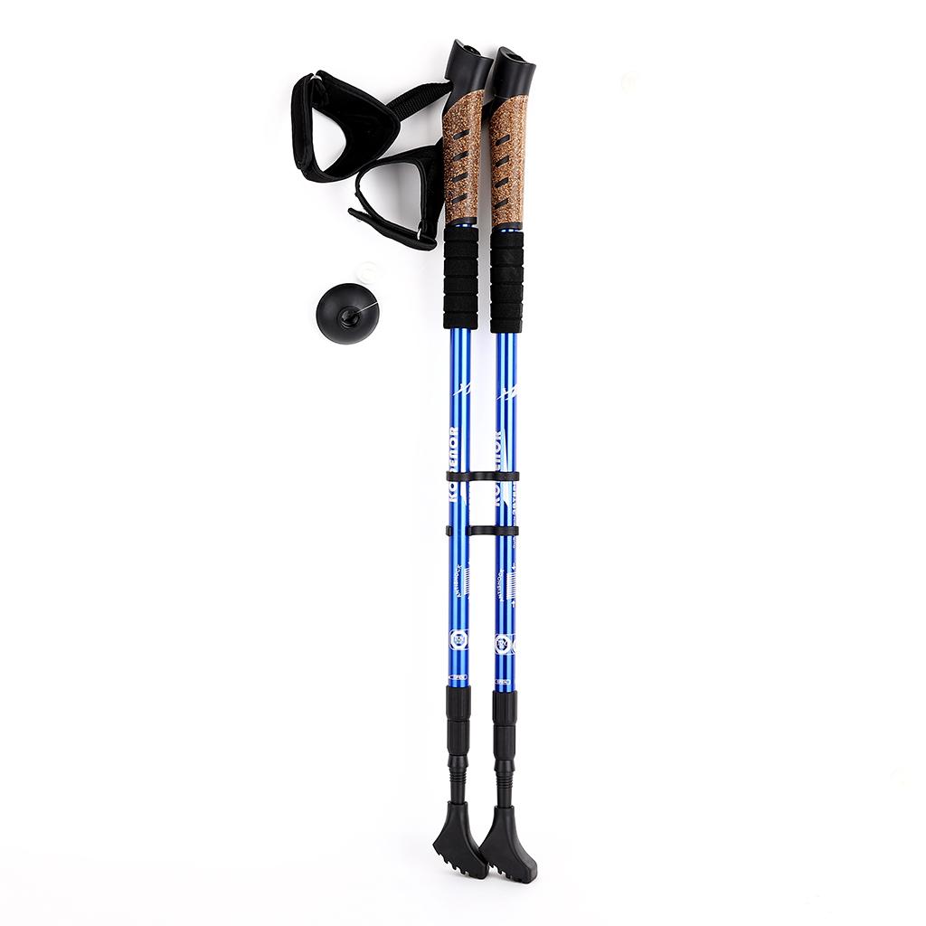 2pcs Folding Trekking Walking Hiking Sticks Poles Camping Cane Bag