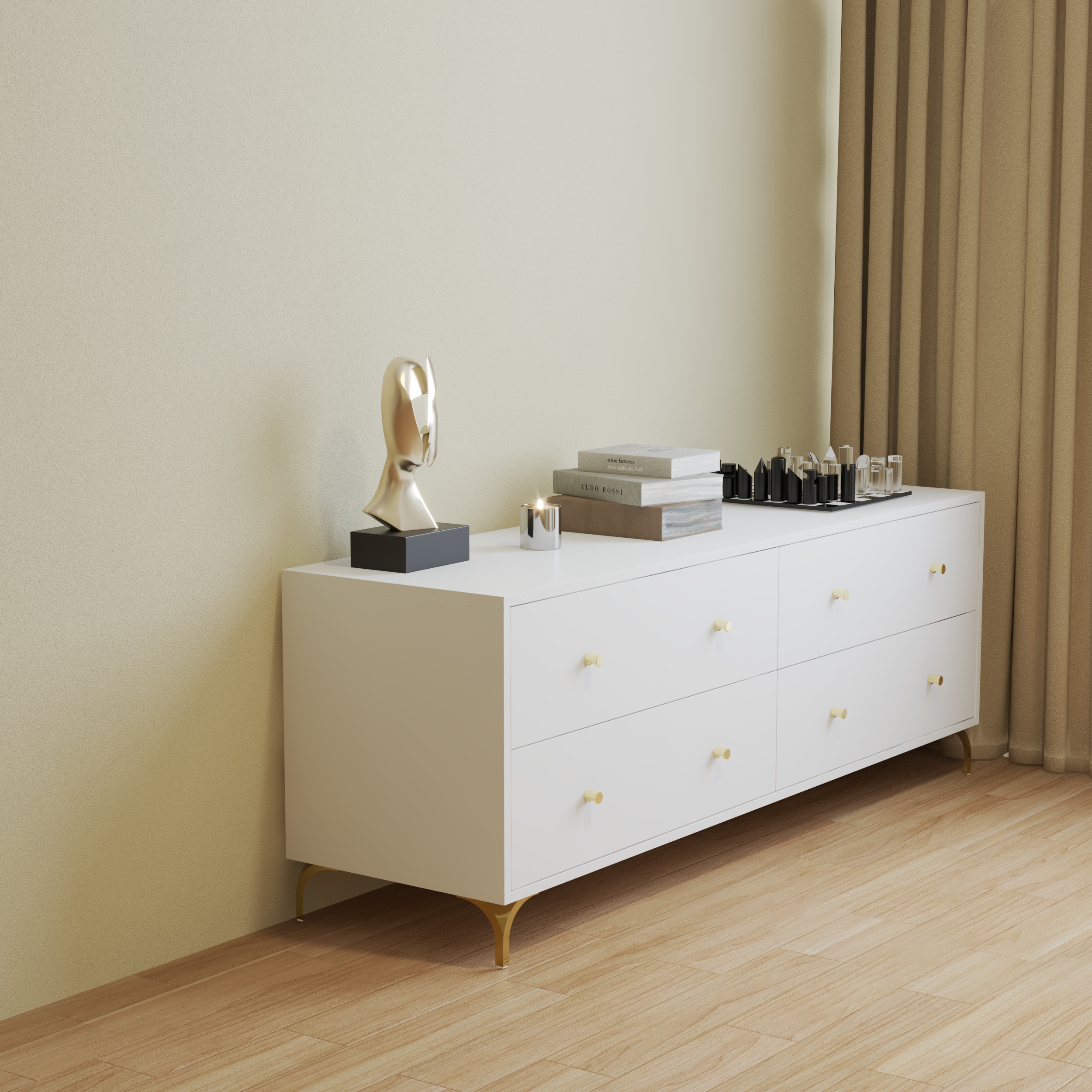 HAPPY FURNITURE , Tủ lưu trữ 6 ngăn kéo - HAPPI, THK_272 , 160cm x 45cm x 60cm DxRxC