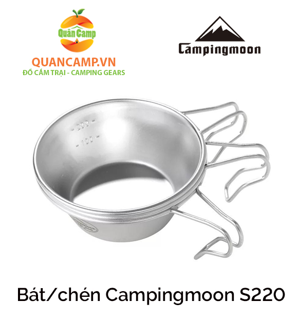 [Mua 4 chén tặng túi đựng chén Campingmoon] Chén ăn dã ngoại inox không rỉ Campingmoon S220