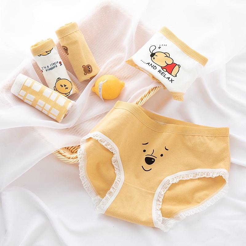 Quần Lót Nữ Cotton Nâng Mông Hình Gấu Cam siêu dễ thương QL01