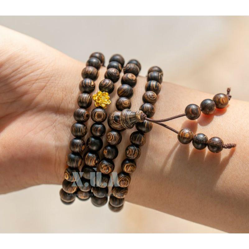 Vòng Tay Trầm Hương Sánh Chìm 108 Hạt Mix Charm Loại 8ly cực đẹp
