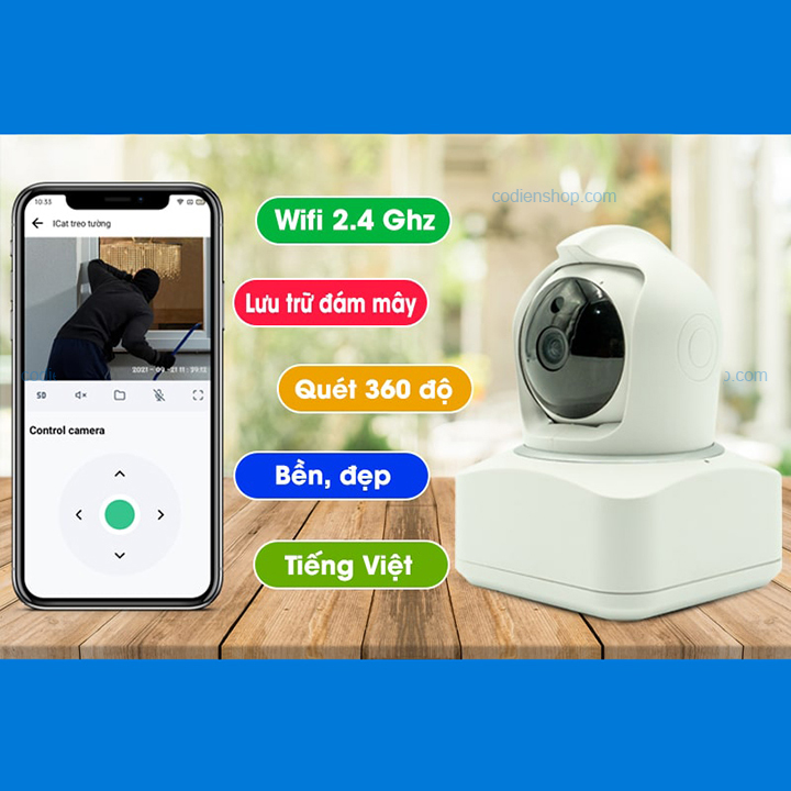 Camera IP Wifi trong nhà Hunonic ICat Indoor - Hàng chính hãng