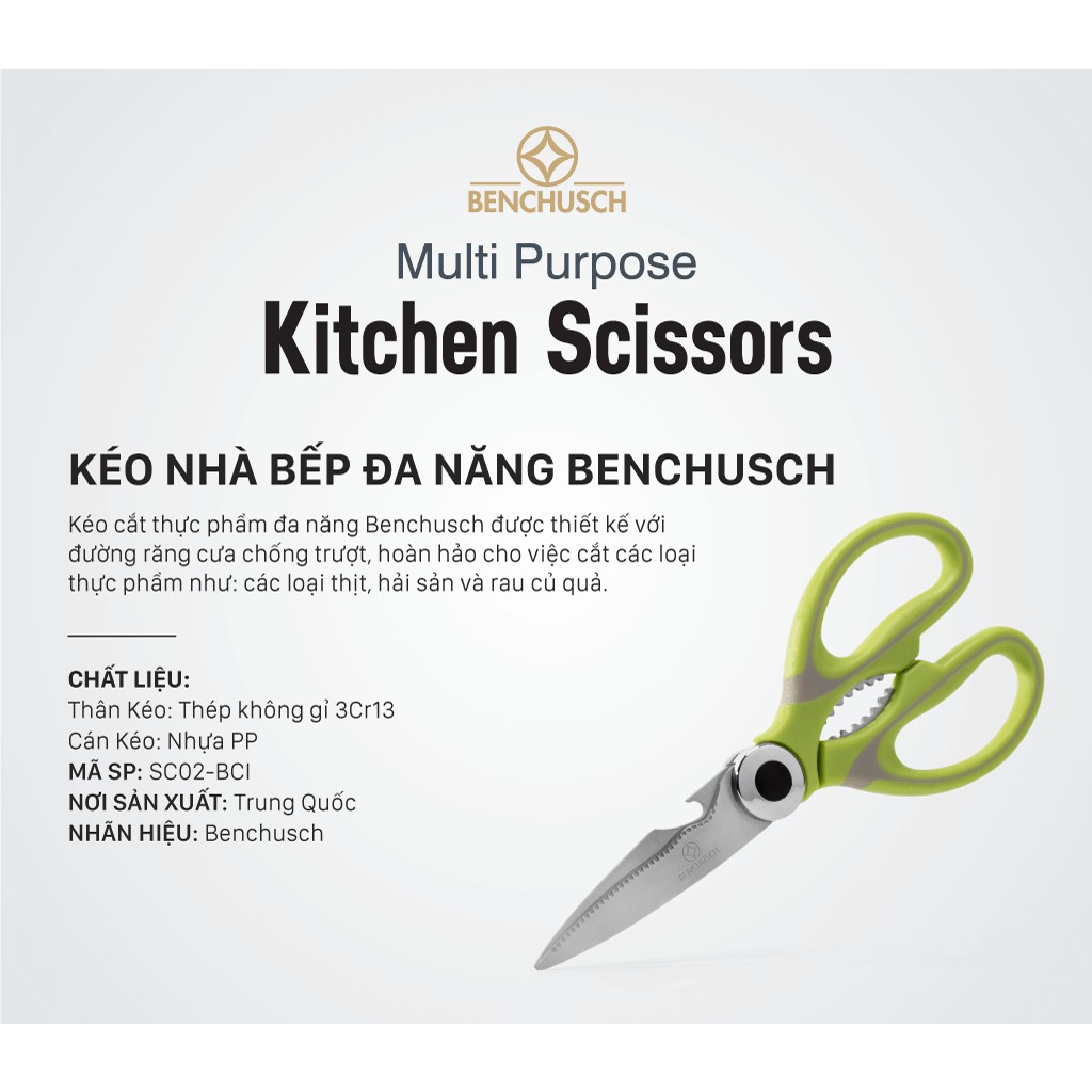 Kéo Cắt Thực Phẩm Nhà Bếp Đa Năng Benchusch