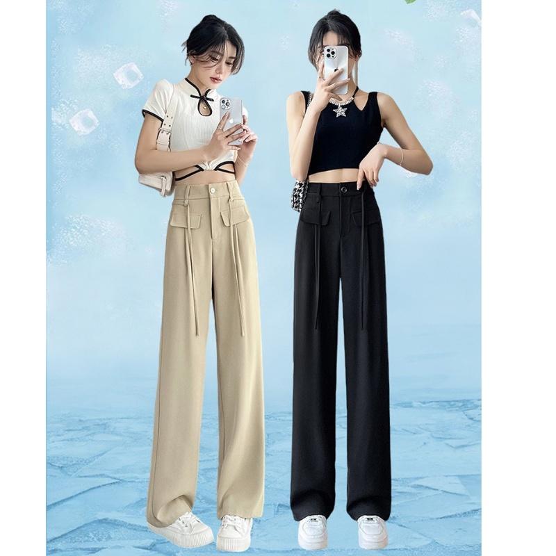 Quần ống suông dài nắp túi bigsize nữ dây kiểu cột BIGSIZE CÔ NHỎ - QDNT - Màu Be