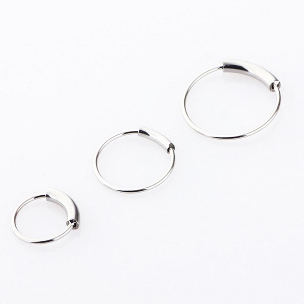2pcs Nose Ring Nose Hoop Tragus Helix Ear Piercing Steel Ring 6mm Silver