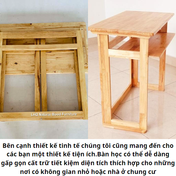 Bàn học sinh gấp gọn ngang 80 cm-Bàn học làm bằng gỗ cao su-Bàn xếp gọn chịu lực tốt