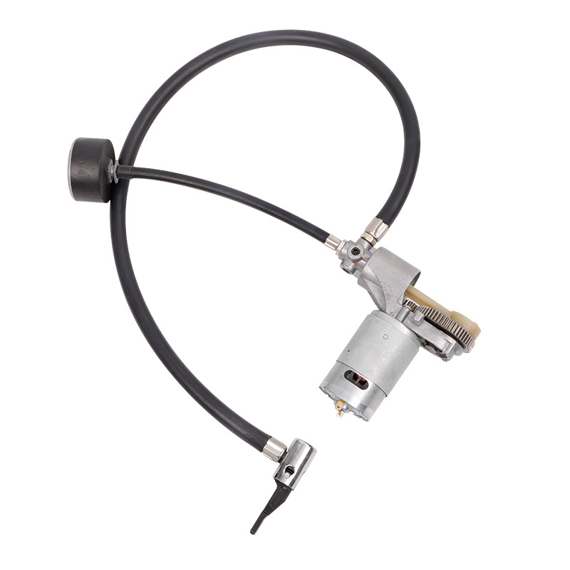 Động cơ máy bơm hơi 12V/120W hành trình xi lanh 25mm áp suất 150PSI lưu lượng khí 35L/phút, có đồng hồ báo áp suất - Chế bơm lốp cho ô tô xe máy