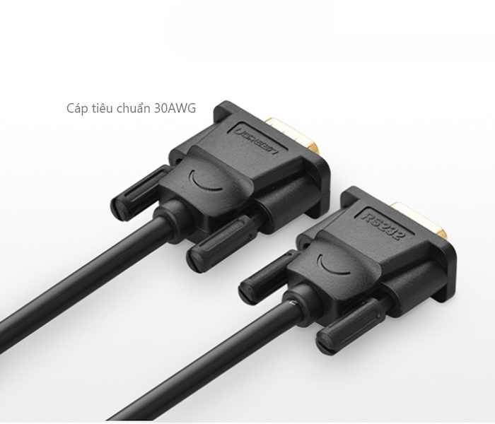 Dây nối dài COM RS-232 đực sang cái UGREEN DB101 - Hàng Chính Hãng