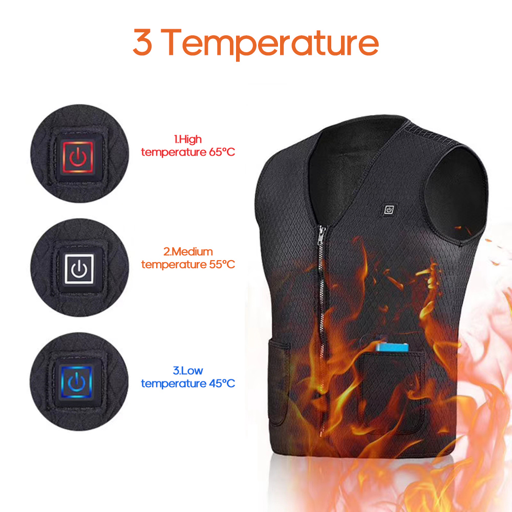 Áo sưởi ấm sạc USB, mỏng, mềm, nhẹ và thoáng khí, có thể giặt tay hoặc giặt máy không bao gồm pin