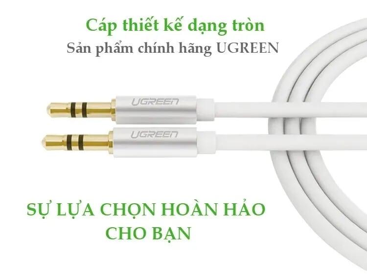 Ugreen UG10767AV119TK 5M màu Trắng Cáp âm thanh 2 đầu 3.5mm dương - HÀNG CHÍNH HÃNG