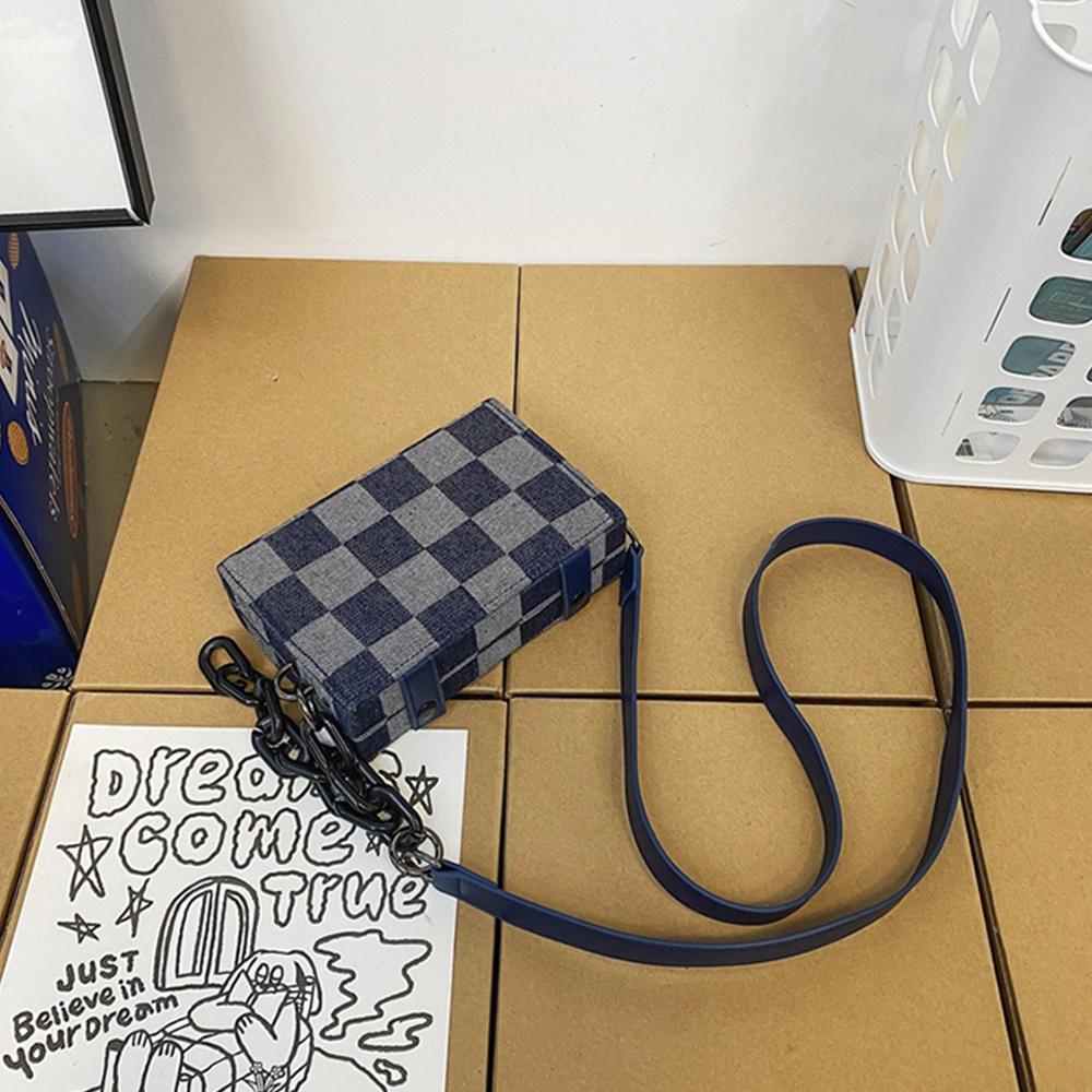 Túi Đeo Chéo Nam Túi Xách Thời Trang Unisex Vải Canvas Phối Dây Xích Cá Tính