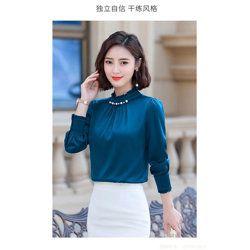 Áo Sơ Mi Cổ Nhún Đính Hạt BY3300