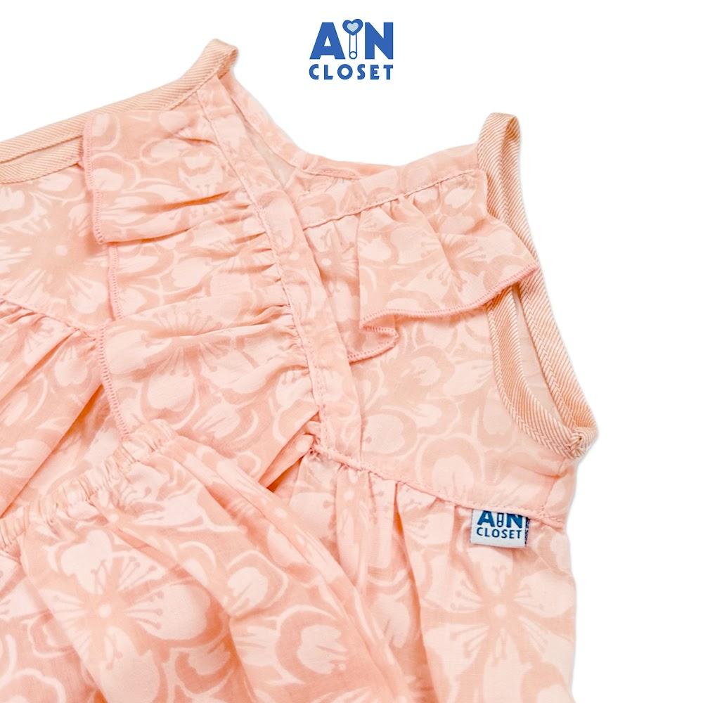 Bộ quần áo ngắn bé gái họa tiết hoa Mai Hồng Cam cotton - AICDBGUWBTZJ - AIN Closet