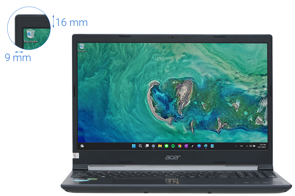 Máy Tính Xách Tay Laptop Acer Gaming Aspire 7 A715-42G-R4XX (R5 5500U/8GB RAM/256GB SSD/15.6 inch FHD/GTX1650 4G/Win11/Đen) - Hàng Chính Hãng