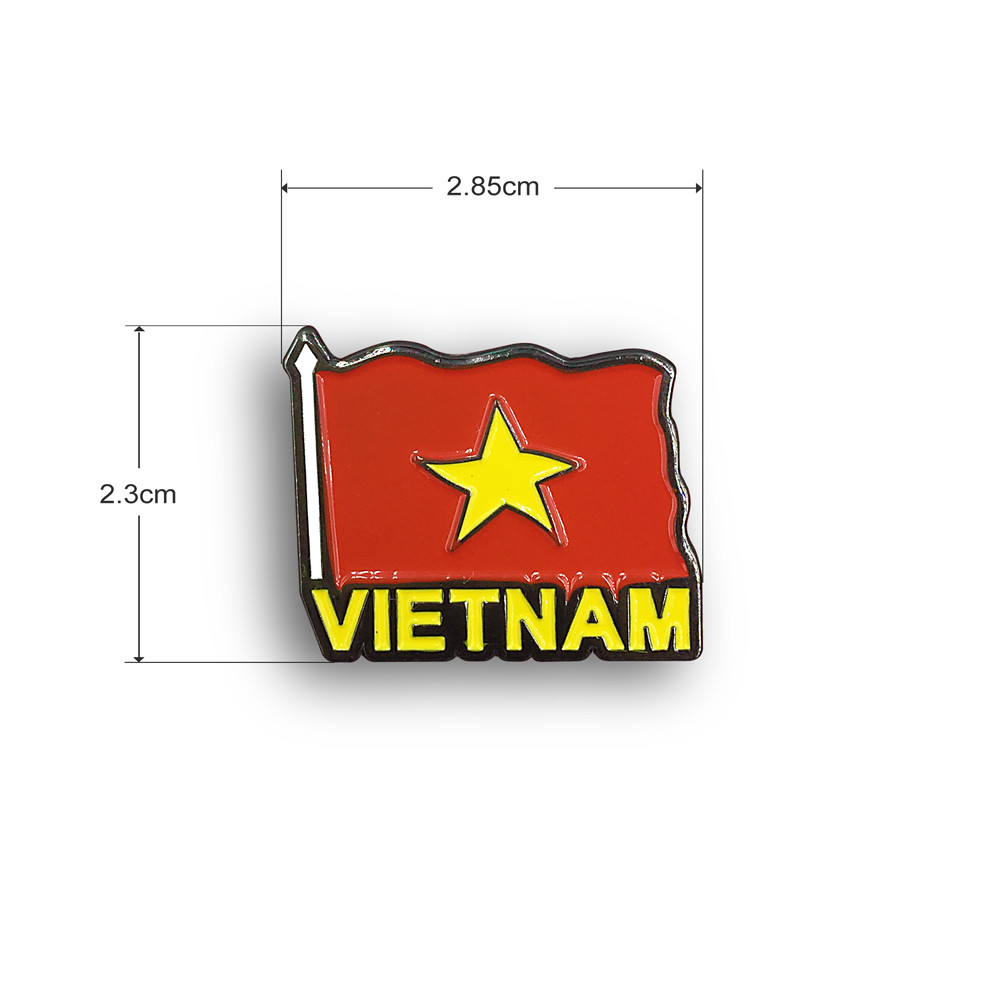 Huy hiệu Cài Áo Saigonir Hình Lá Cờ Việt Nam Chất Liệu Kim Loại Brass Kích Thước 2.3*2.85cm Phù Hợp Làm Phụ Kiện Thời Trang và Quà Tặng Lưu Niệm, Quà Tặng Cho Người Nước Ngoài