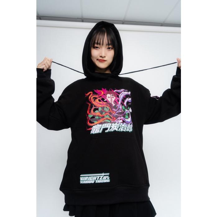 Áo hoodie Wrightz anime Tanjiro Kamado demon slayer thanh gươm diệt quỷ oversize