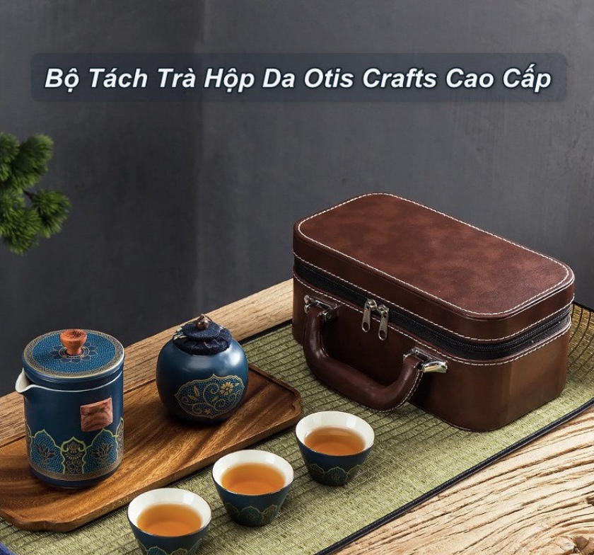 Bộ Dụng cụ uống Trà Kèm Hộp ĐỰng Da Otis Crafts Cao Cấp