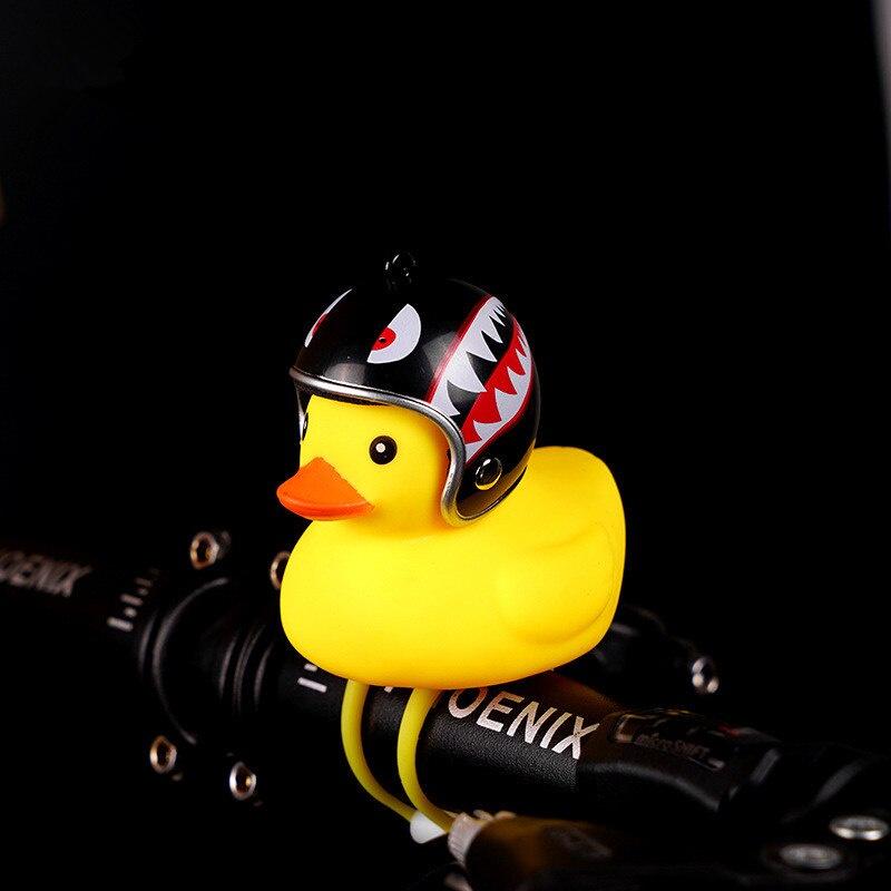 2020 Cartoon Bicycle Bells Yellow Silica Gel Duck Helmet Head Light Shining Mountain Bike Handlebar Duck Light Bell Accessories