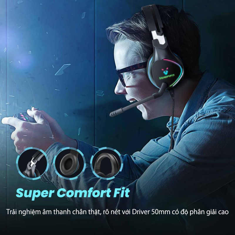 Tai Nghe Chụp Tai Dành Cho Game Thủ SoundPEATS G1 phù hợp với nhiều kích thước đầu - Hàng Chính Hãng