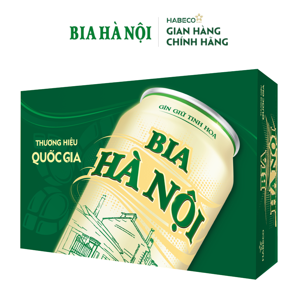 Bia Hà Nội Nhãn Xanh - Thùng 24 lon 330ml 