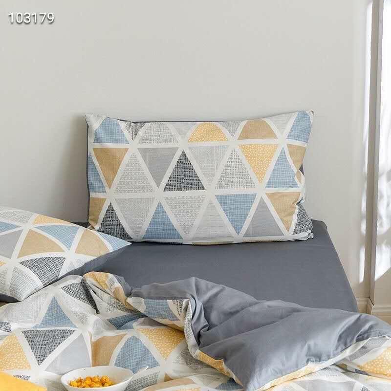 Bộ Chăn Ga Gối Cotton Living 100%cotton Hàng Nhập Khẩu Cao Cấp Kẻ Hiện Đại