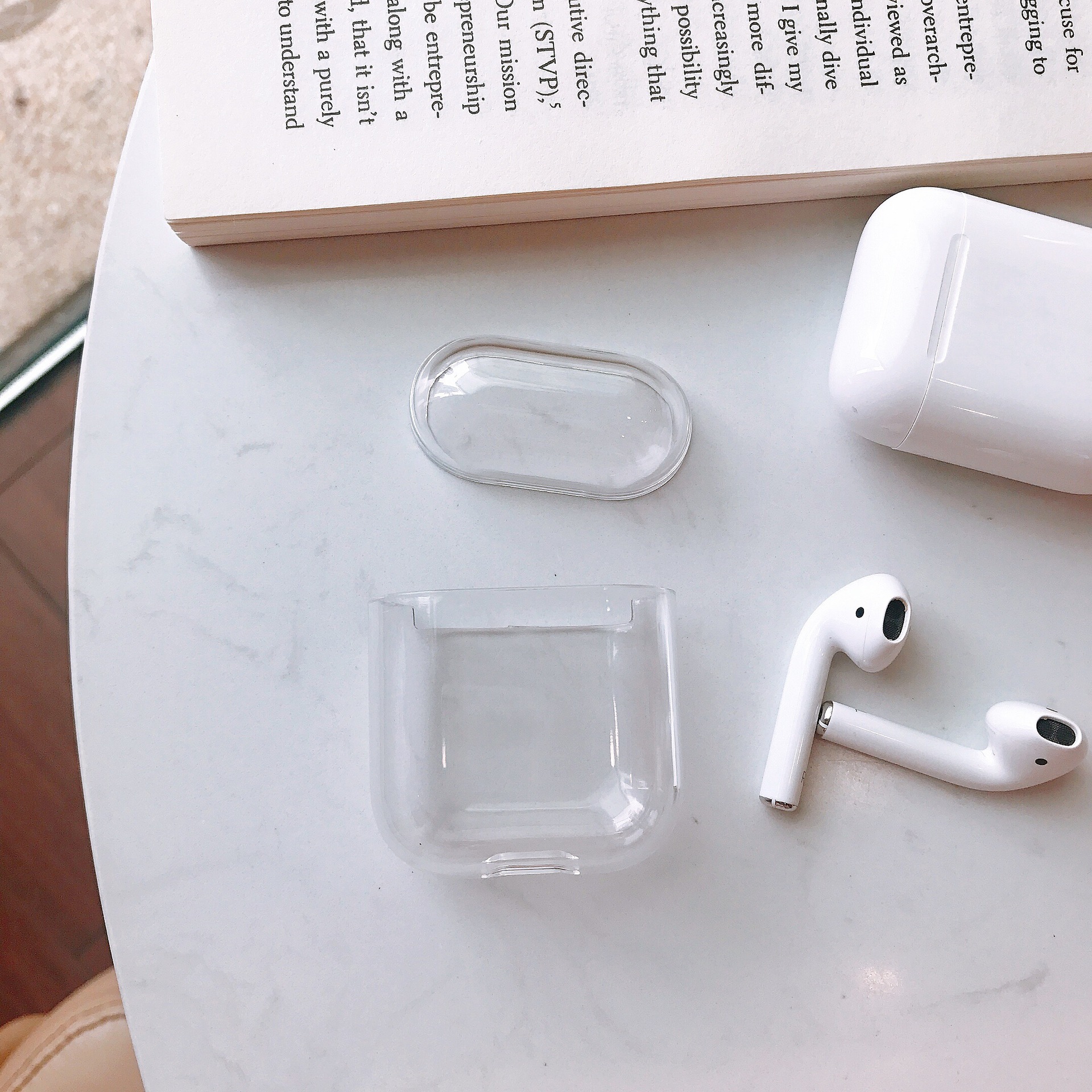 Ốp trong suốt cứng Logo New Pop cho Airpods