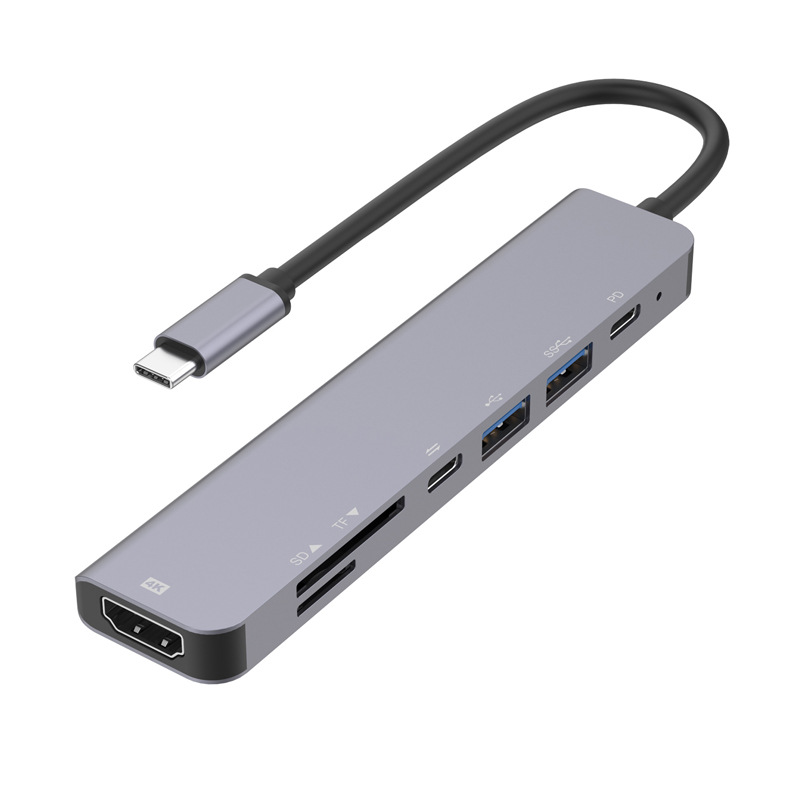 Hub USB Type-C 7in1 Cổng HDMI 4K 60Hz/ USB 3.0/ SD/ TF/ PD  - 7in1-1 60Hz - Hàng nhập khẩu