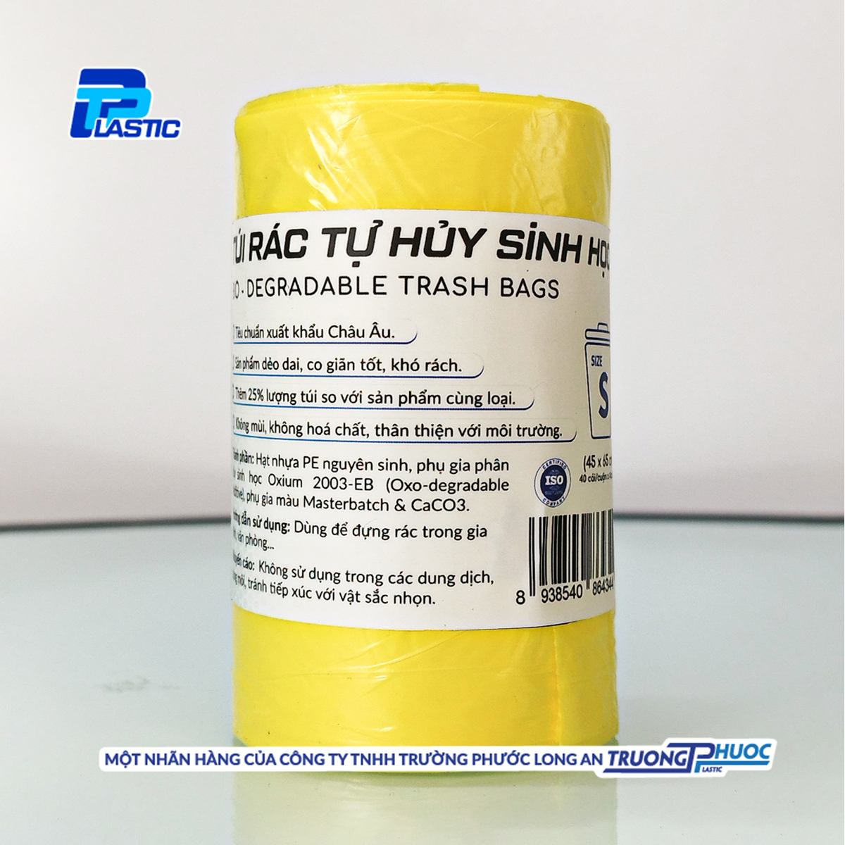 Túi Rác Tự Huỷ Sinh Học TPP, Đáy Sao Có Quai, Nhựa HDPE, 40 Cái/Cuộn x 4, Size S