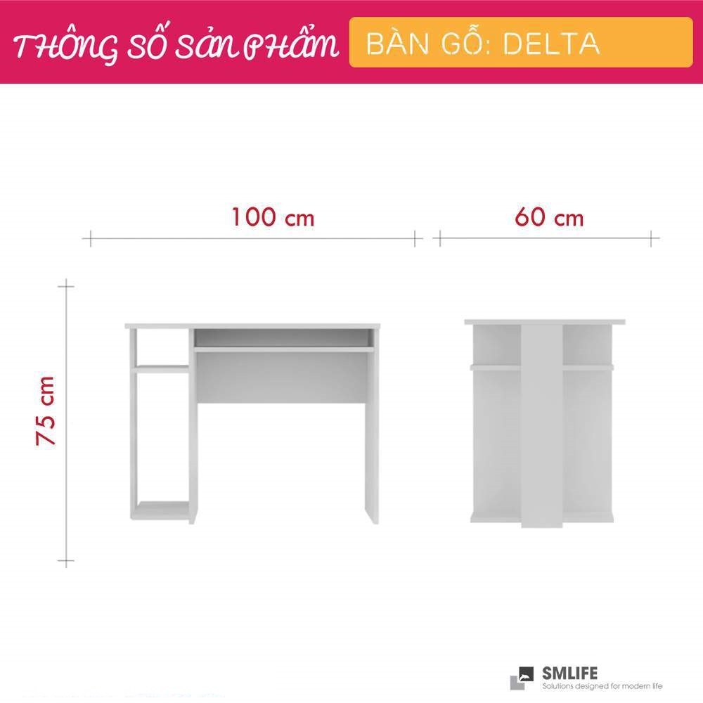 Bàn vi tính gỗ sang trọng SMLIFE Delta