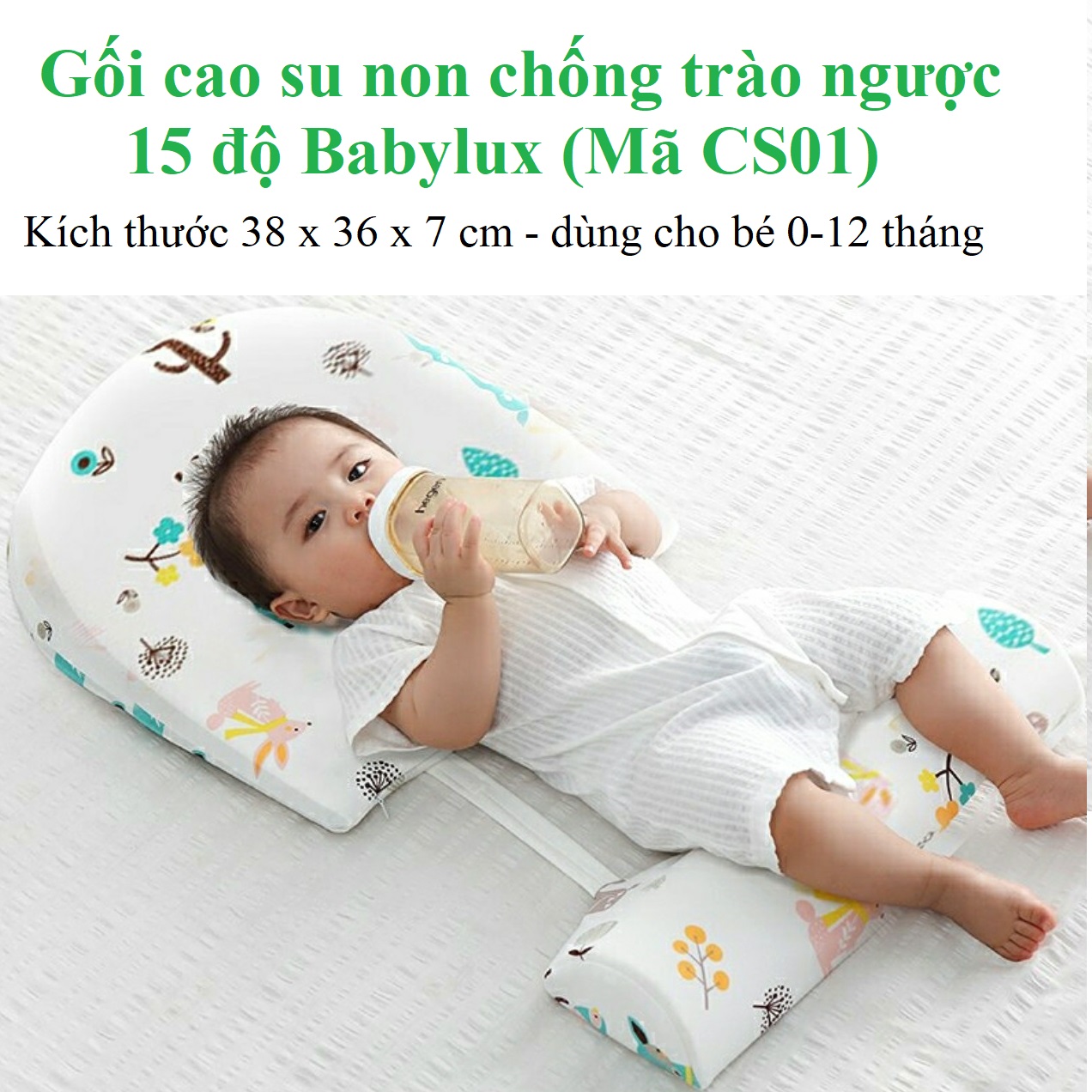 Gối chống trào ngược 15 độ babylux (Mã BL12) - Phiên bản tiết kiệm, ngon bổ rẻ